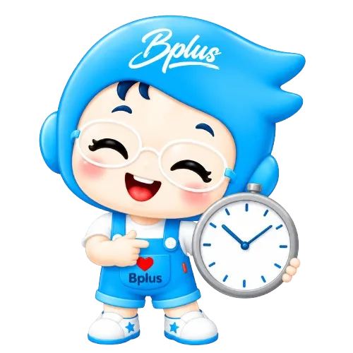 น้อง Bplus มาสคอต ประกอบหัวข้อจัดการเวลางานและการลา